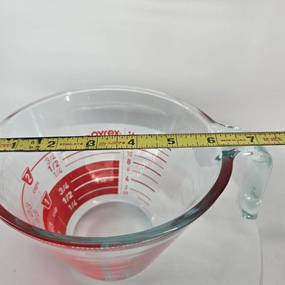 Vintage Pyrex 2 Cup Glass Measuring Cup Red Lettering 16oz 500ml Made in‎ USA